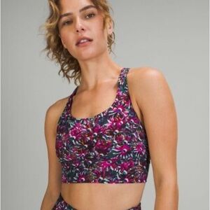 Lululemon Energy Longline Bra Floral Electric Multi Flowers Purple Black NEW 12